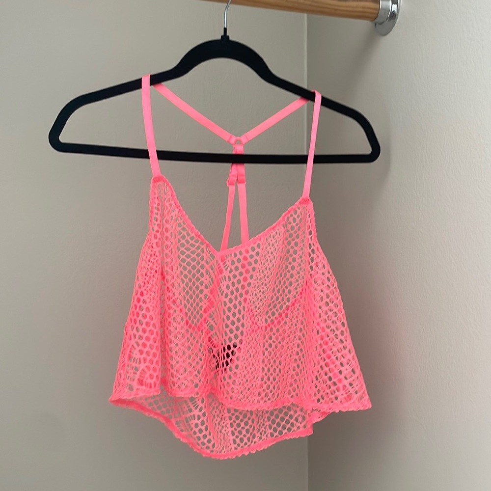 NWT Victoria Secret neon pink mesh tank